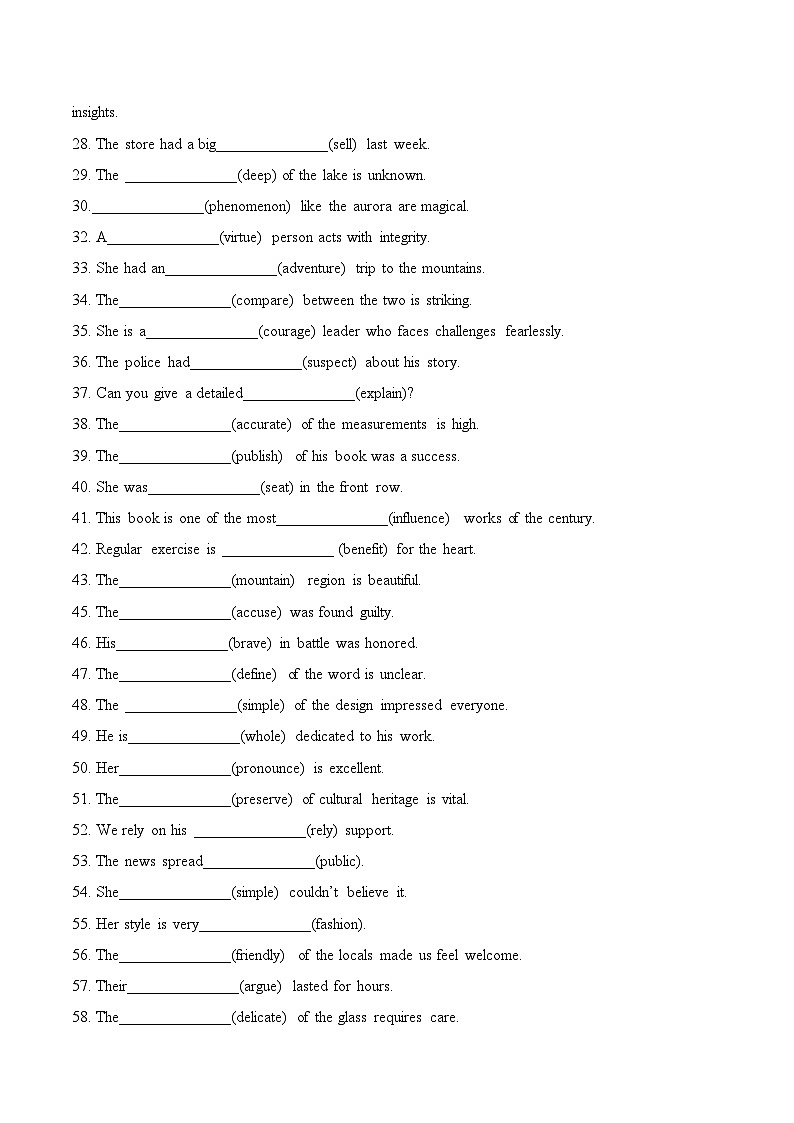 2026年高考英语一轮复习：语法填空词性转化易错自查练习题（含答案）第2页