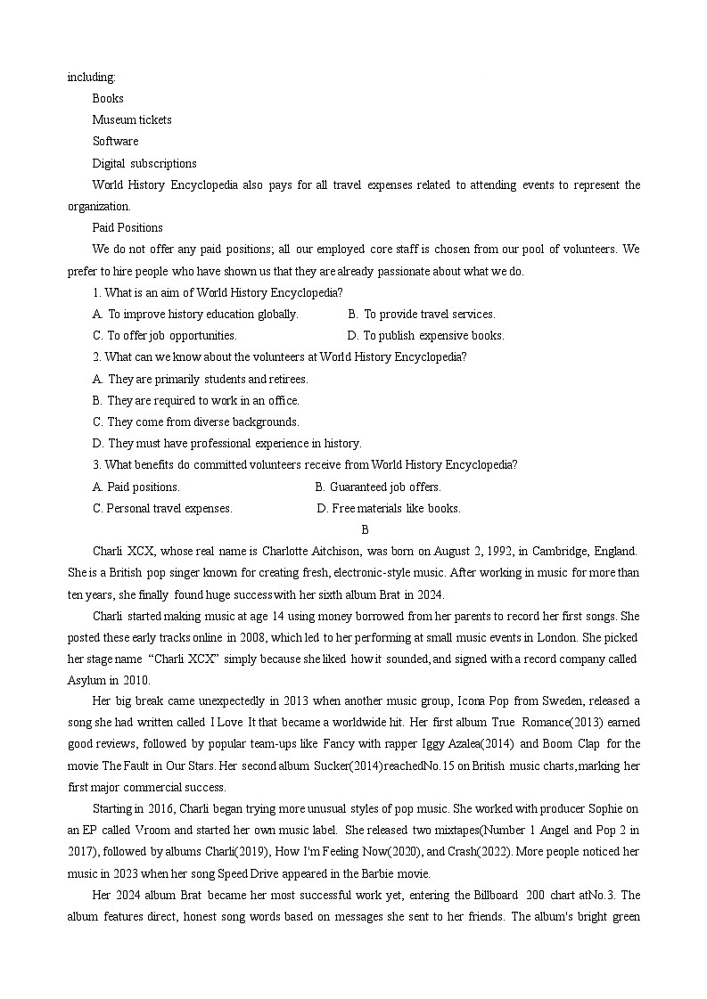 河南省洛阳市强基联盟2024-2025学年高二下学期5月月考英语试卷第2页