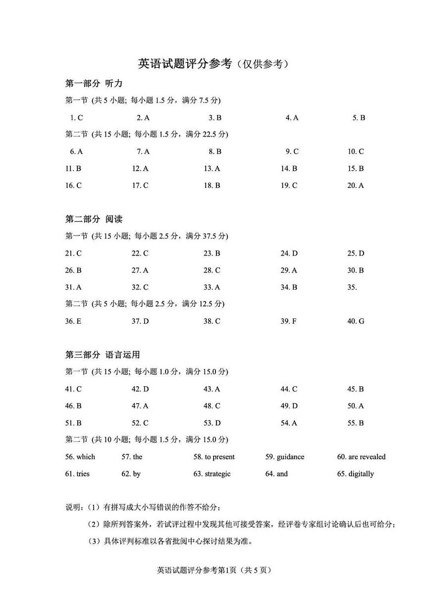 全国一卷英语试题解析（全）第1页