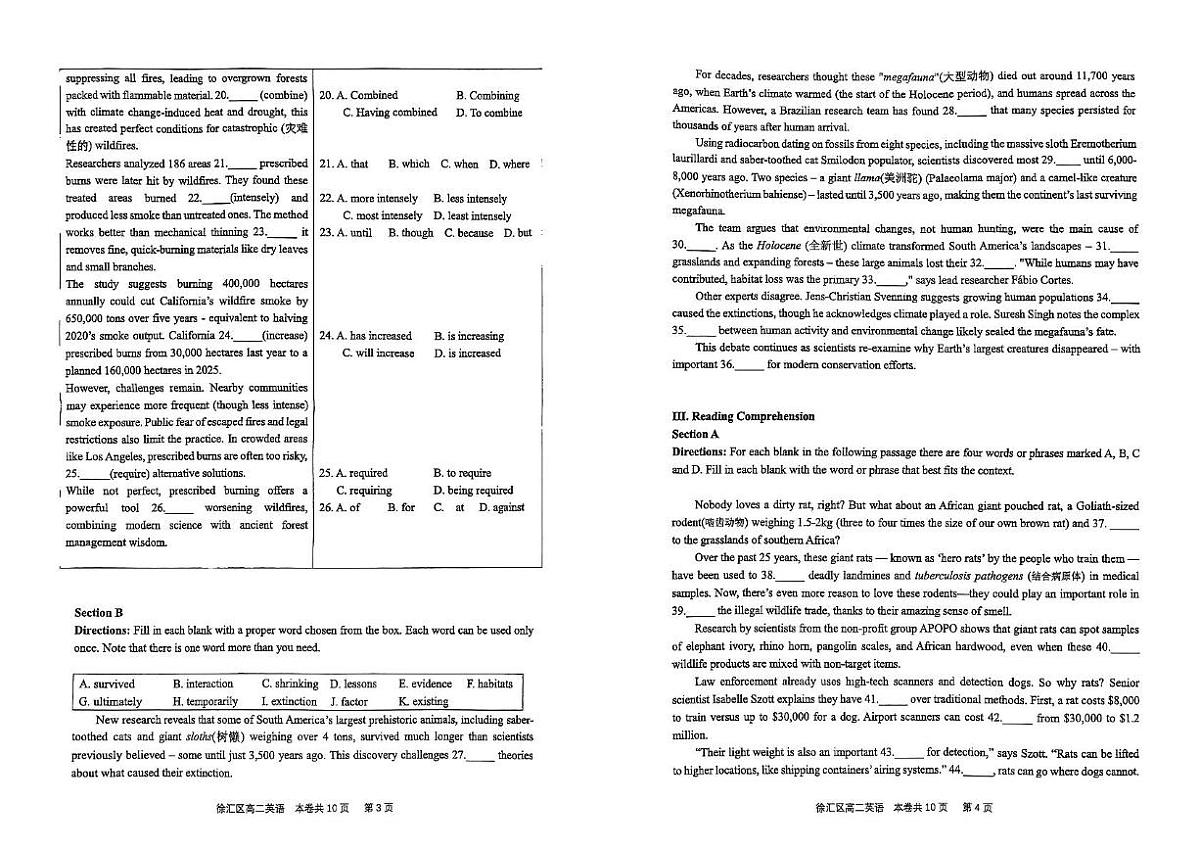 上海市徐汇区2024-2025学年高二下学期期末英语试题第3页