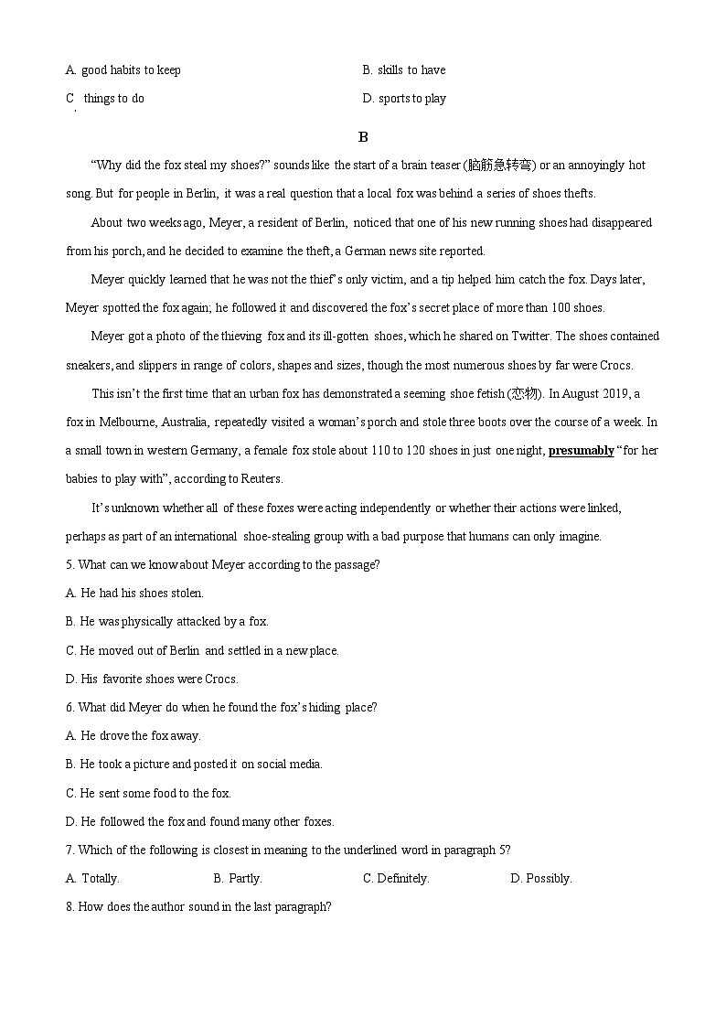 精品解析：辽宁省阜新市第二高级中学2022-2023学年高一下学期期末英语试卷 （原卷版）第2页