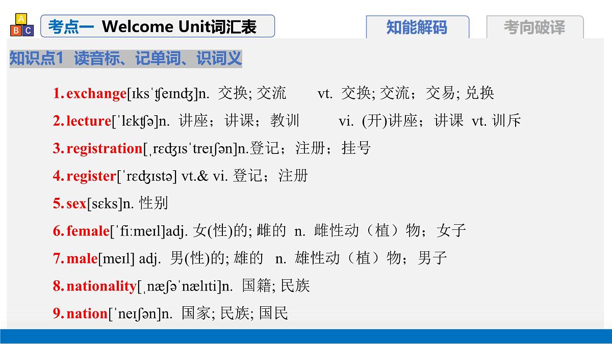 第01讲 人教版2019必修一词汇（复习课件） (全国通用)-2026届高考英语一轮复习（全国通用）第8页