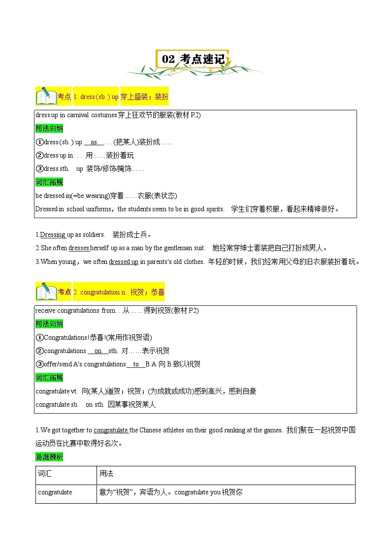 Unit1 Festivals and Celebrations【速记清单】（解析版）第3页