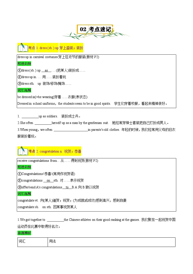 Unit1 Festivals and Celebrations【速记清单】（原卷版）第3页
