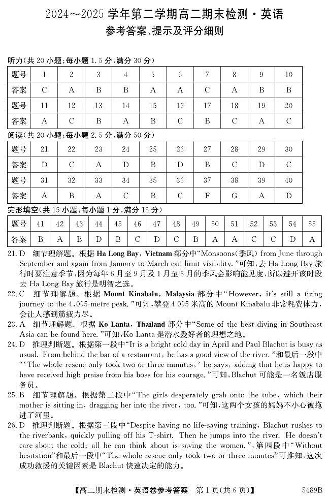 5489B 英语答案第1页