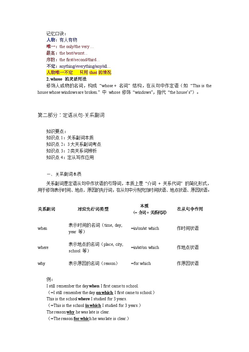 高中英语语法知识点总结-定语从句 讲义-2026届高三英语上学期一轮复习专项（全国通用）第3页