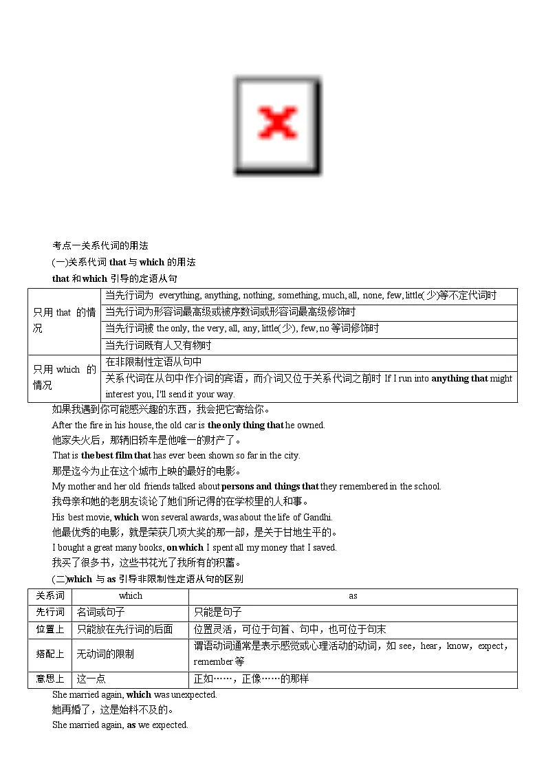 高考英语【一轮复习】讲义练习试卷14.第十四讲　定语从句第2页