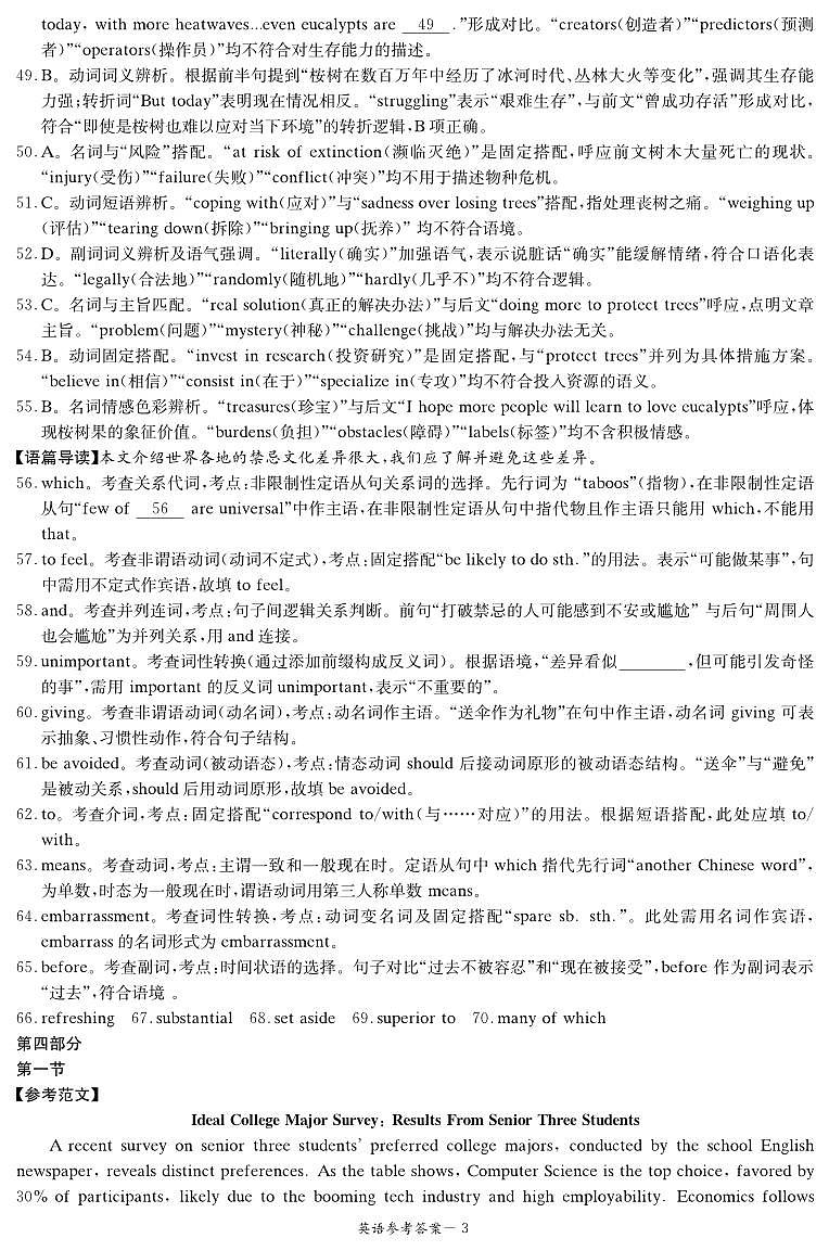 英语试卷（高二下期末联考）答案第3页