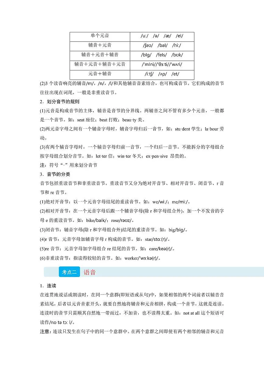 专题01 语音知识(初高中衔接)(原卷版)第3页