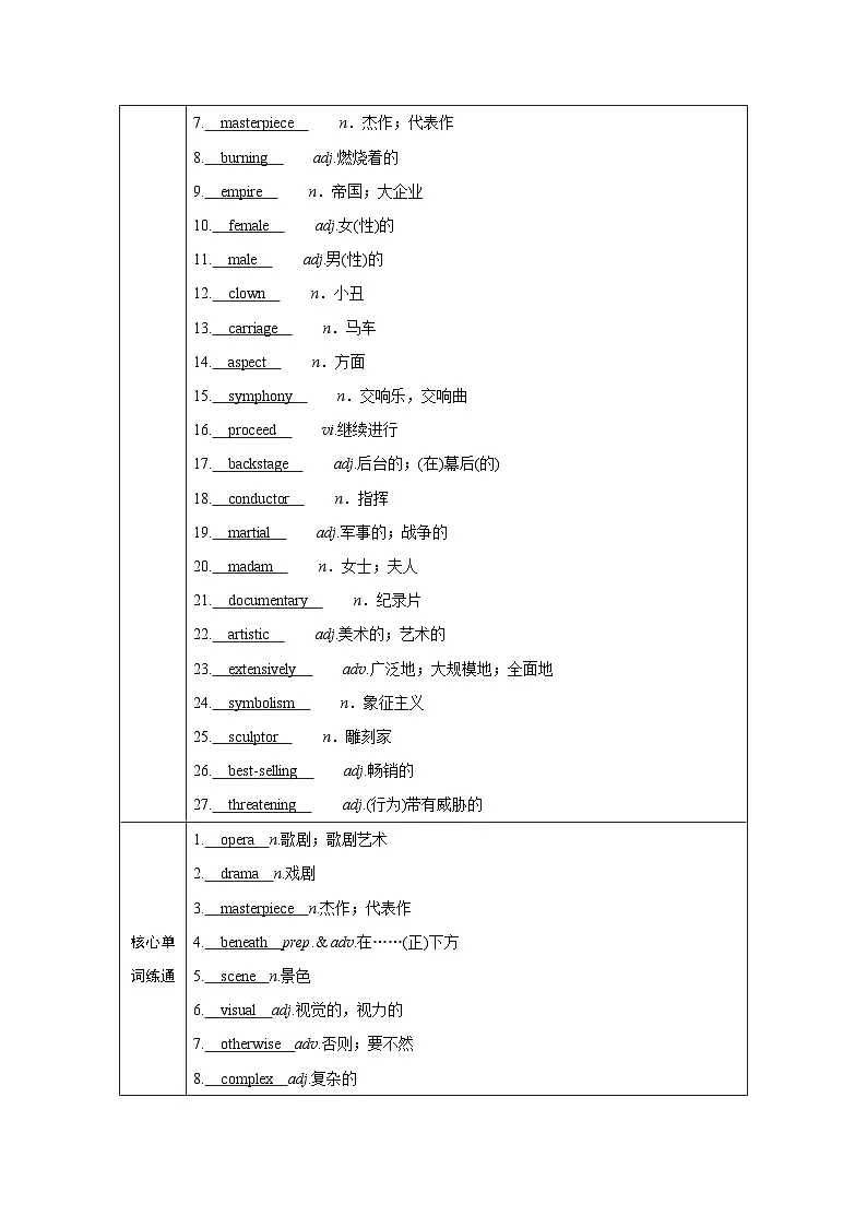 2026版高考英语一轮总复习必备知识训练题必修第三册Unit7Art北师大版第3页
