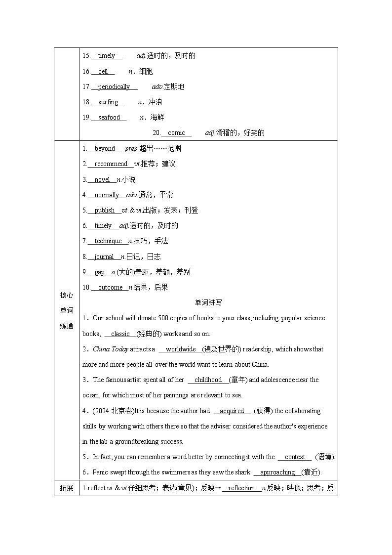 2026版高考英语一轮总复习必备知识训练题必修第三册Unit9Learning北师大版第3页