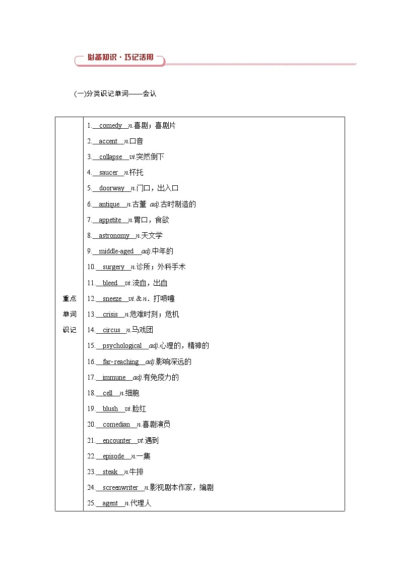 2026版高考英语一轮总复习必备知识训练题选择性必修第二册Unit4Humour北师大版第3页