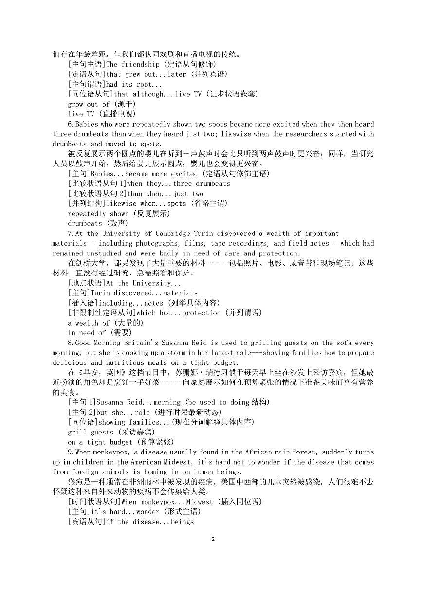 高中英语2026届高考句子详解系列1（结构+单词）（共20组）第2页