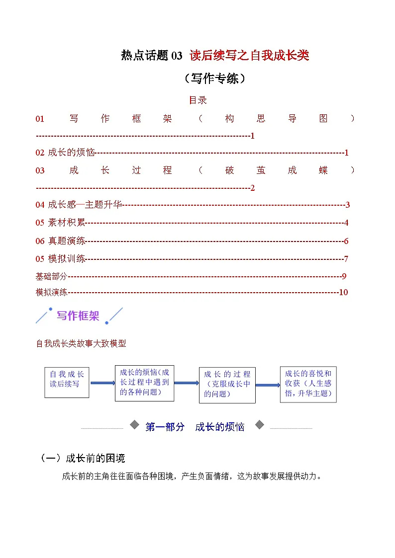 热点话题03 读后续写之自我成长类（写作专练 ）-2026年英语高考复习 通用版第1页