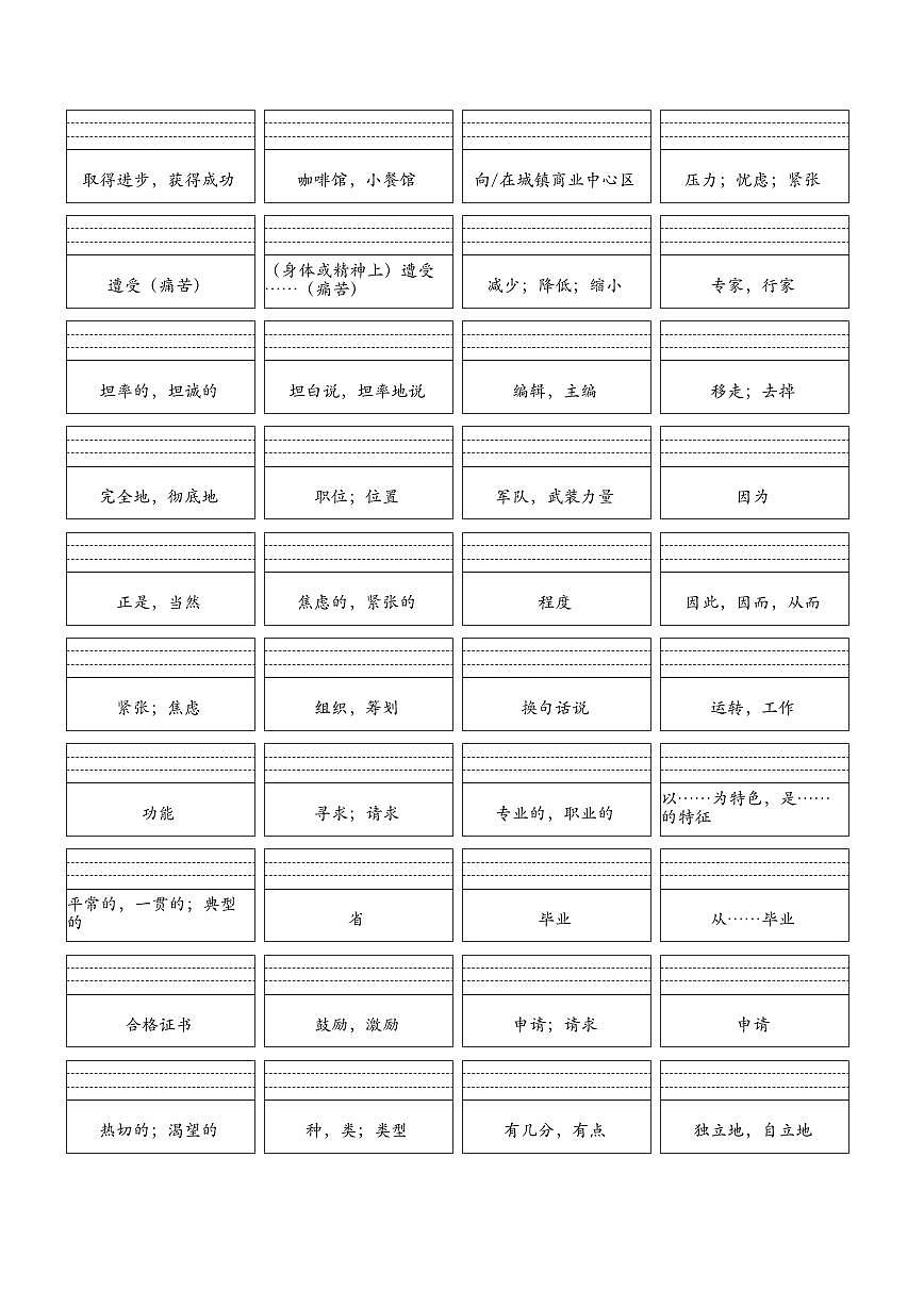 北师大必修第一册词汇默写单(中译英)第2页