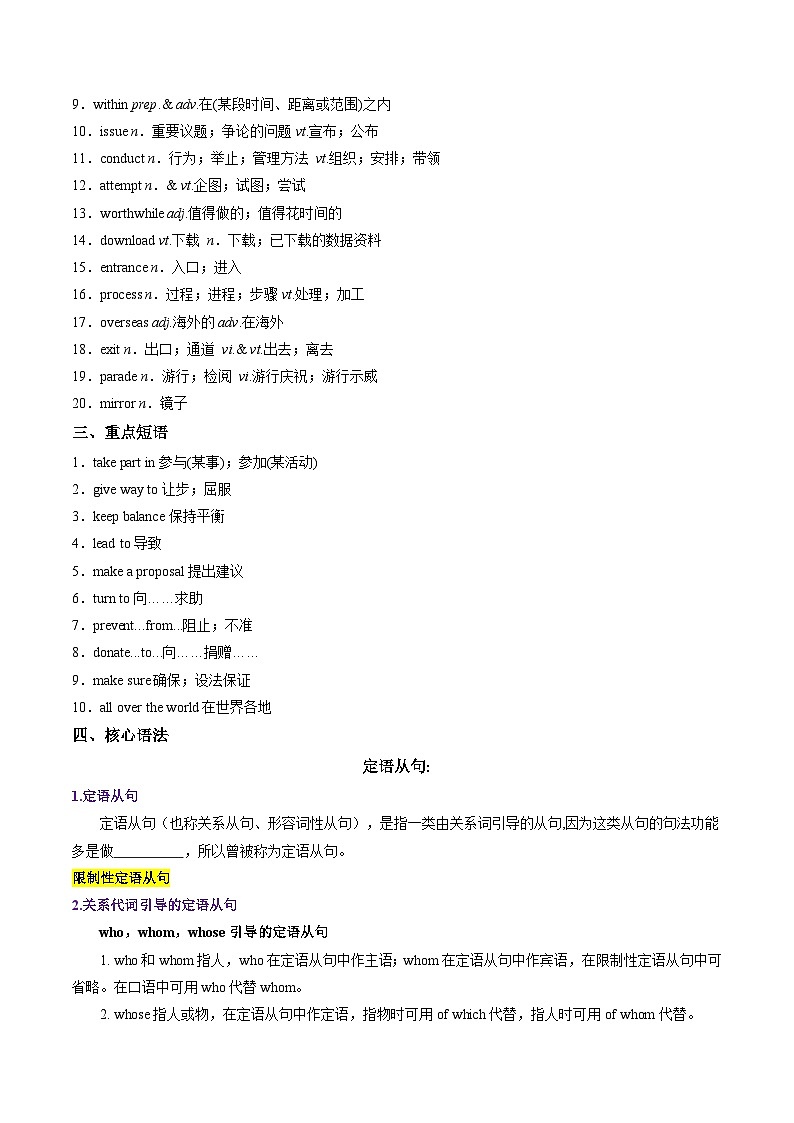 人教版高中英语必修二Unit 1 Cultural Heritage（单元核心知识梳理）（背诵版）第2页