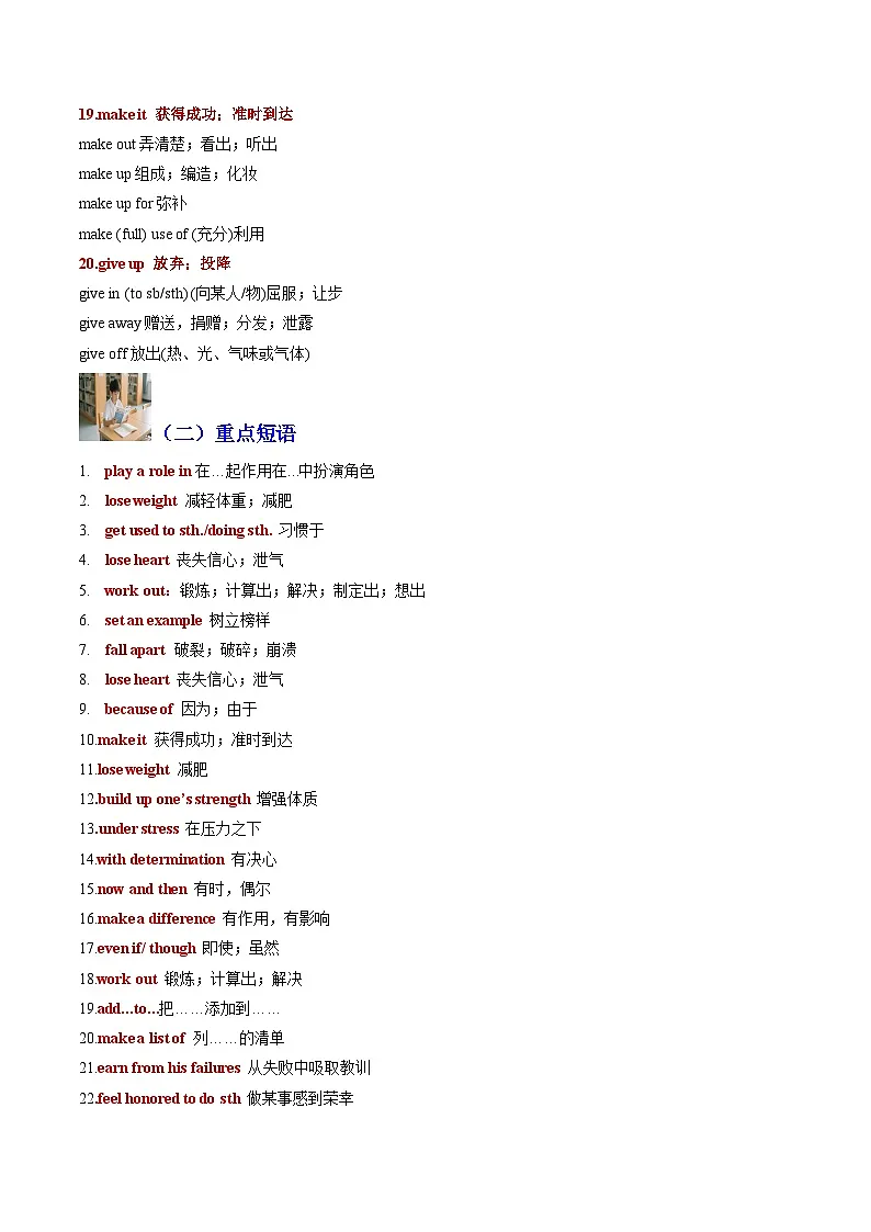人教版高中英语必修第一册 Unit 3 Sports and Fitness单词短语句型语法（考点专练）（学生版）第3页