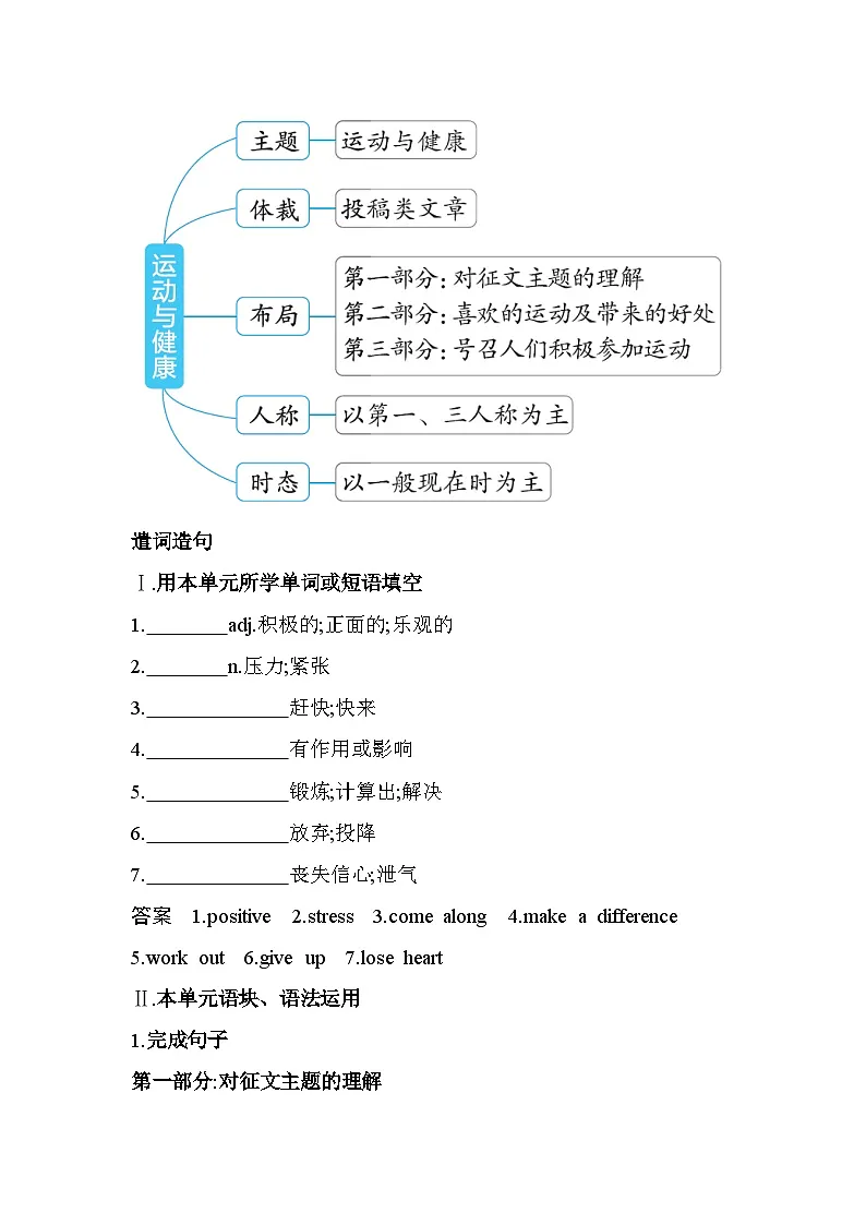 UNIT3 SPORTS AND FITNESSPart 4 Writing分层训练（含答案解析）人教版高中英语高一上必修一第2页