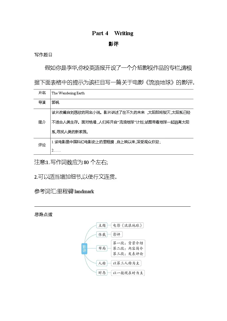 Unit 1 Part 4　Writing分层训练（含答案解析）-牛津译林版英语高一上册（必修二）第1页