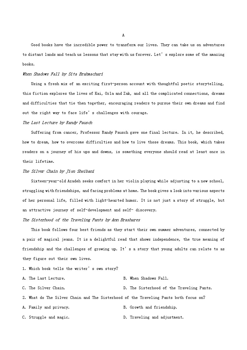 安徽省合肥市2024_2025学年高二英语下学期期中测试第3页