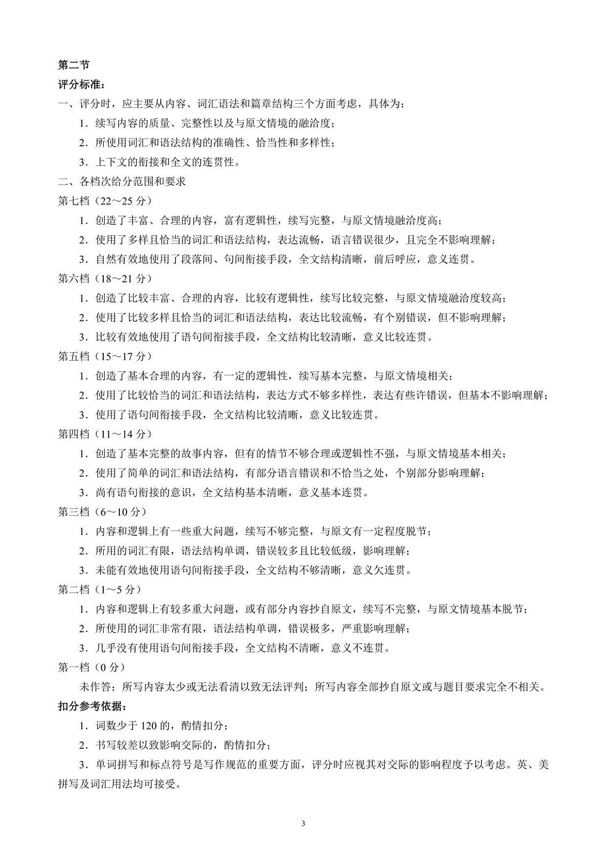 高三年级摸底检测英语参考答案及评分标准第3页