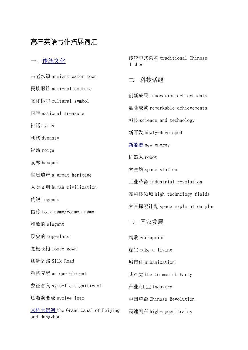 2025-2026高考英语冲刺写作热点词汇拓展学案第1页
