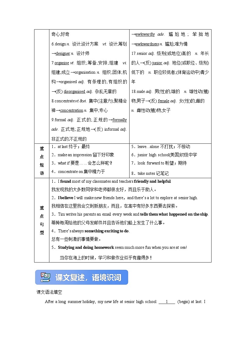 新人教版必修第一册Welcome Unit知识清单解析版【2026年新人教高考英语一轮复习教材梳理学案】第2页