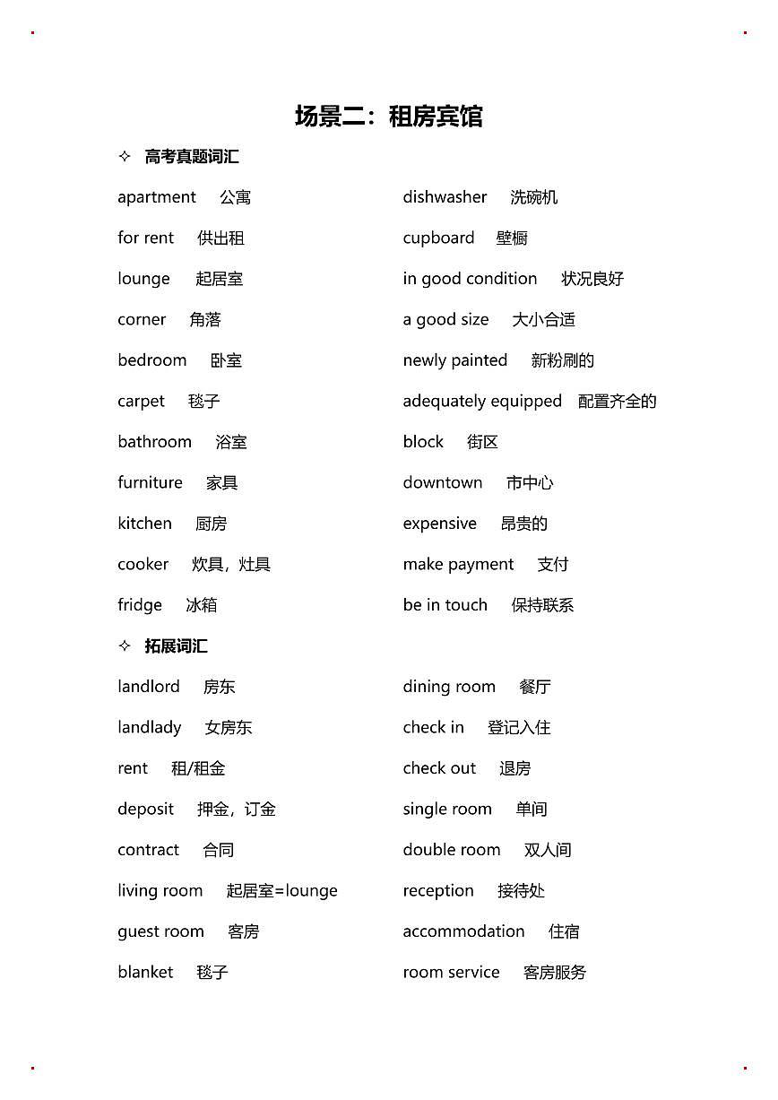 高考英语听力21个场景高频单词知识点汇总第2页