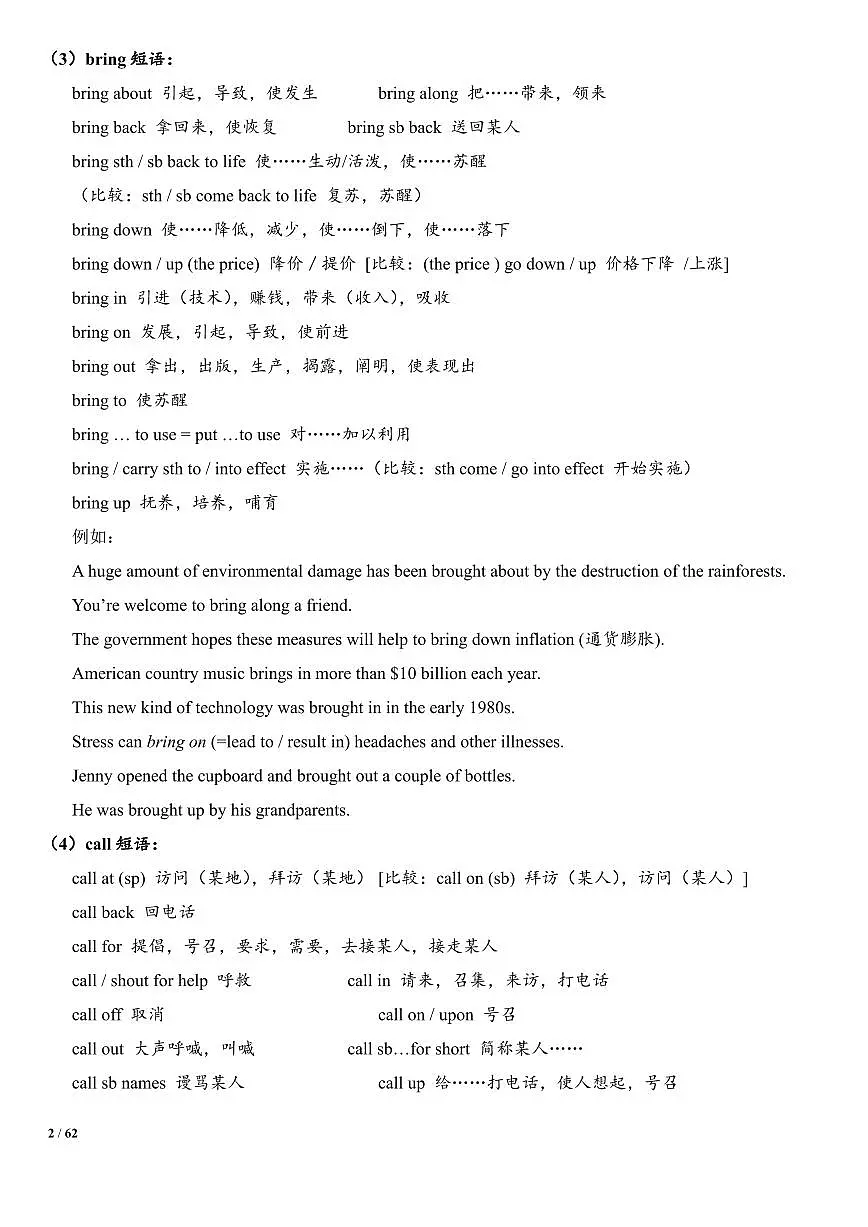 高中英语常用短语及例句归纳知识点总结（PDF版）第2页