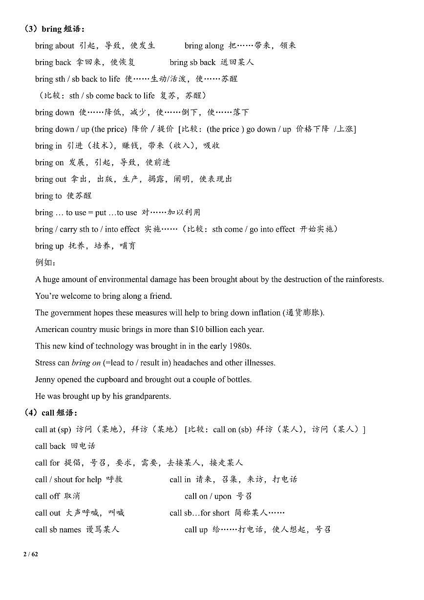 高中英语常用短语及例句归纳知识点总结（PDF版）第2页