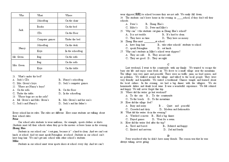 江西省上饶市余干县蓝天中学2025-2026学年高一上学期9月月考英语试卷第2页