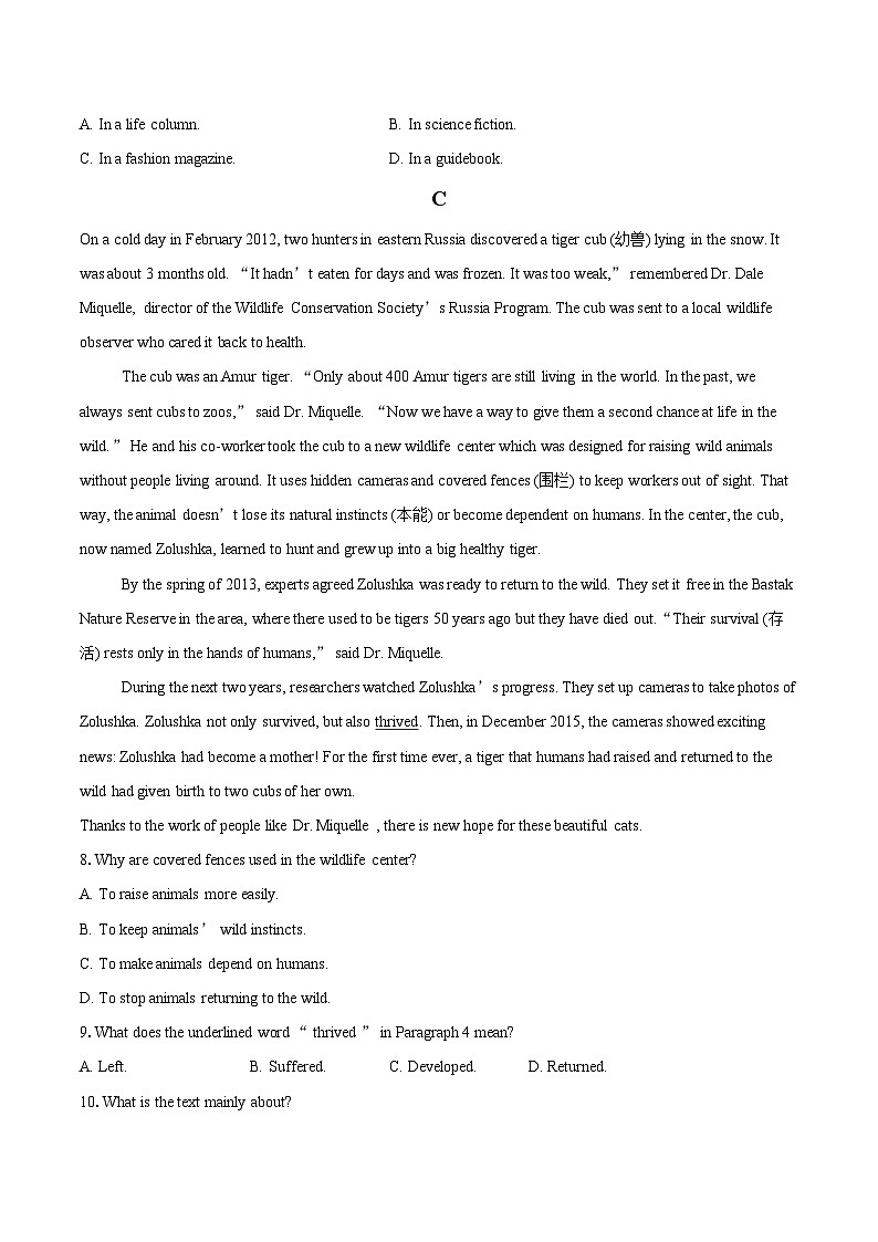 2024-2025学年四川省广安加德学校高一上学期期中考试英语试题-自定义类型第3页