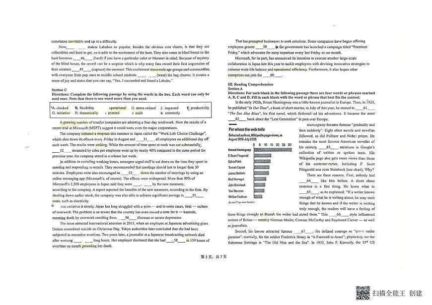 上海市普陀区曹杨中学2025-2026学年高二上学期10月月考英语试卷+（无答案）第3页