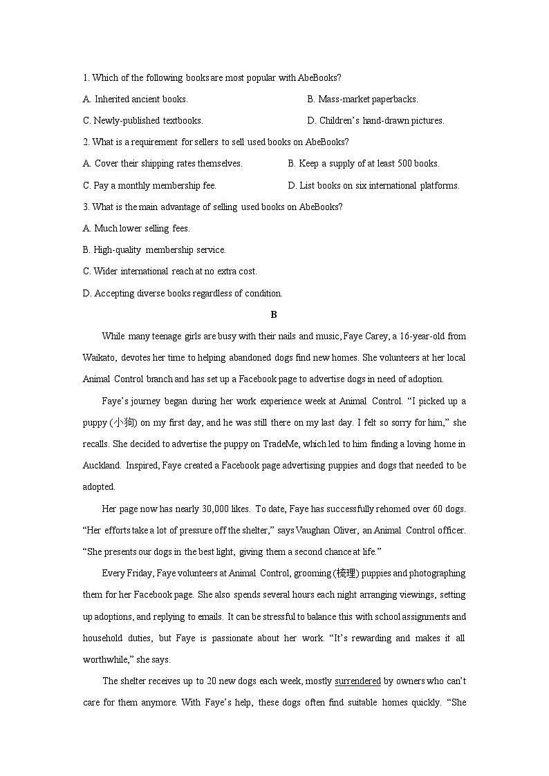 河北省沧州市2025-2026学年高三上学期10月月考英语试卷（学生版）第2页