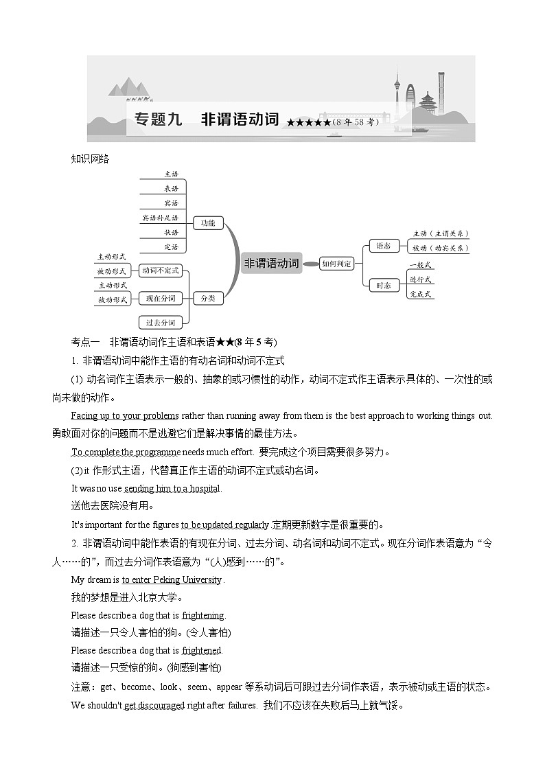 高考英语一轮复习讲义练习专题9　非谓语动词[8年58考]第1页