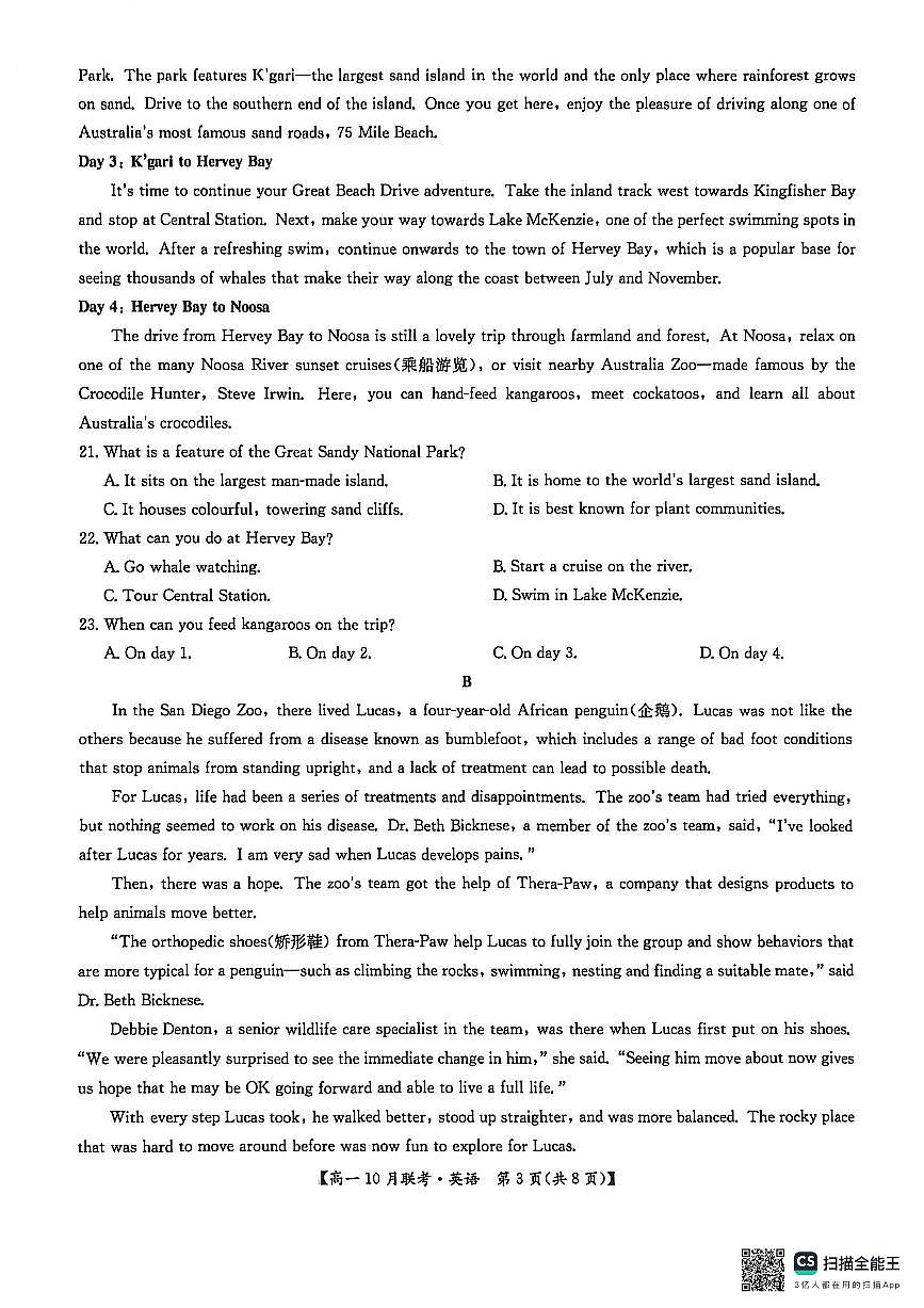河南洛阳强基联盟2025-2026学年高一上学期10月联考英语试卷第3页