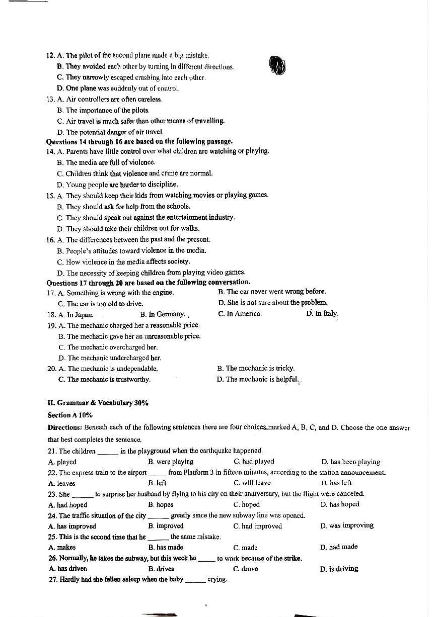 上海市华东师范大学附属中学2025-2026学年高一上学期10月月考英语试卷第2页