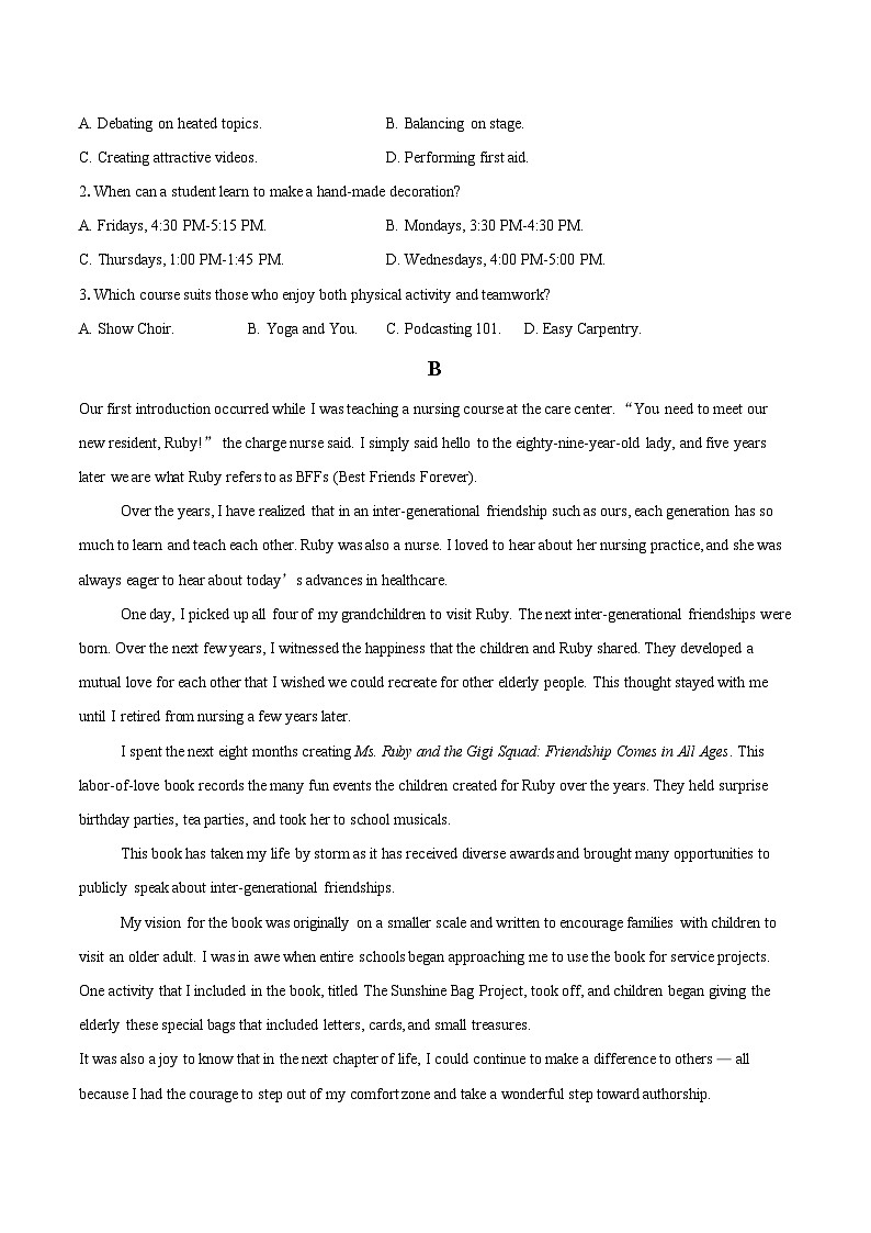 2025-2026学年江苏省南京大学附属中学高一上学期中模拟英语试题-自定义类型第2页