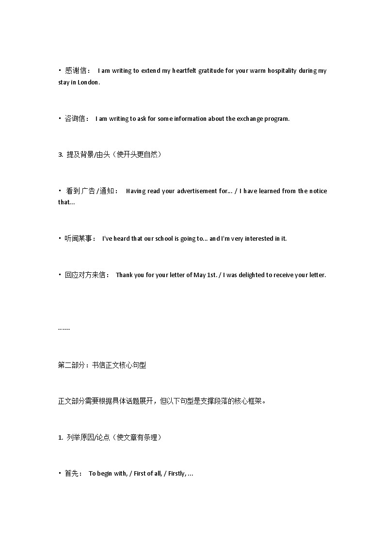 高考英语书信写作必背句型学案第2页