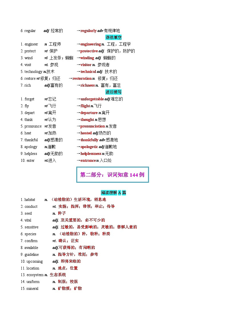 专题83 2024年新课标I卷词汇清单及对点练习   Word版含解析第3页