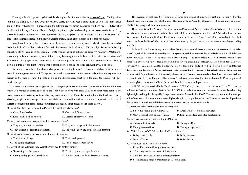 四川省成都市树德中学2026届高三上学期11月阶段考英语试卷+答案第3页