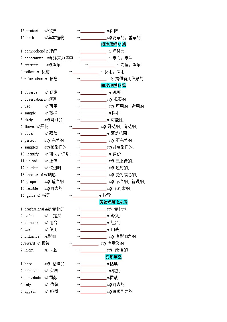 专题83 2024年新课标I卷词汇清单及对点练习  原卷版2026年高考英语一轮复习知识清单（全国通用）第2页