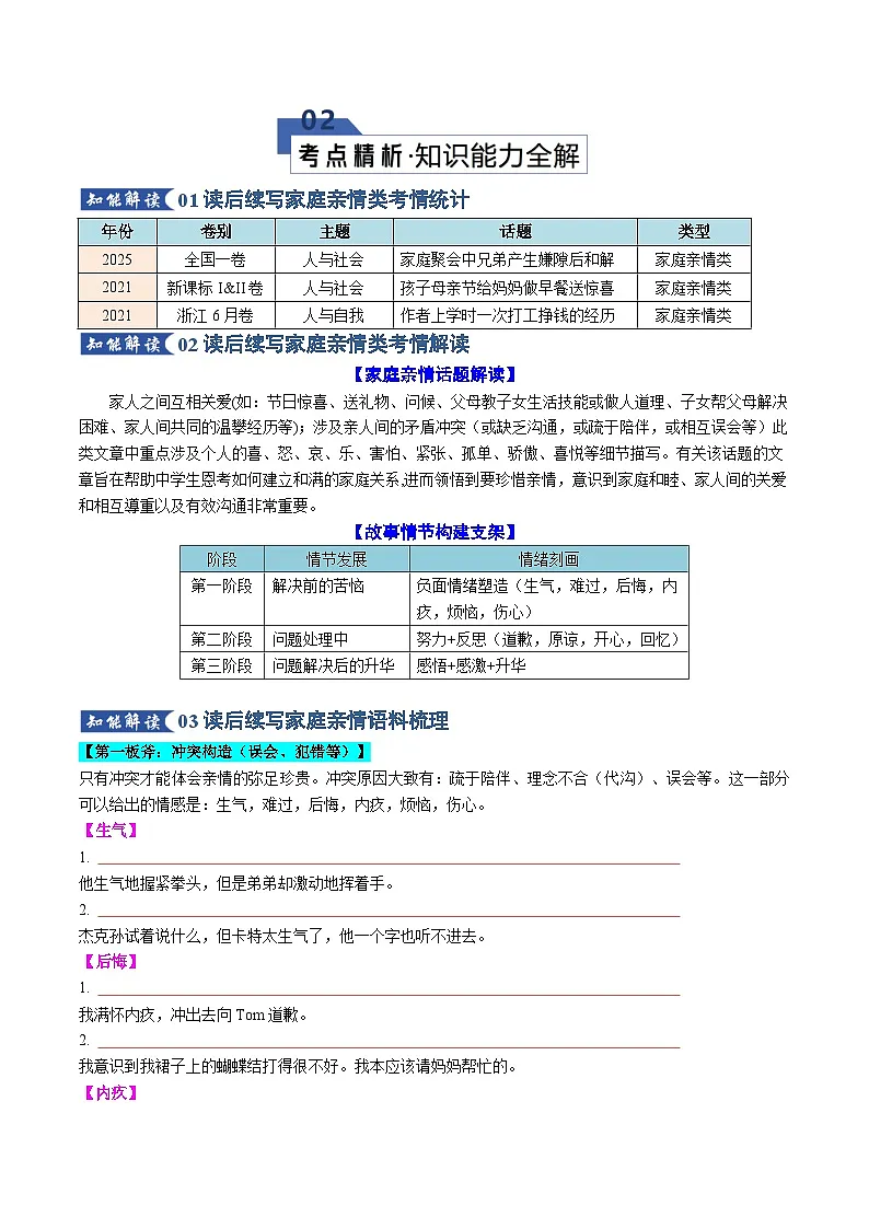 专题05 读后续写之家庭亲情类（知识清单）（原卷版）2026年高考英语一轮复习知识清单（全国通用）第3页