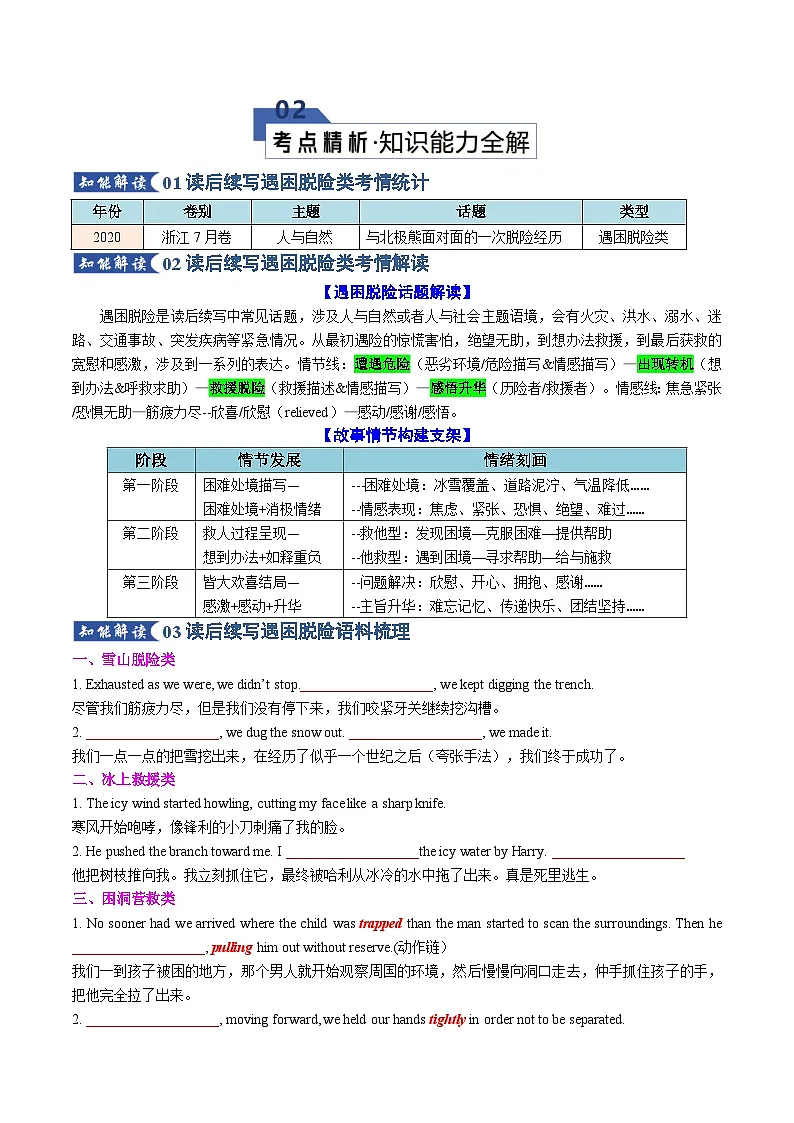 专题04 读后续写之遇困脱险类（知识清单）（原卷版）2026年高考英语一轮复习知识清单（全国通用）第3页