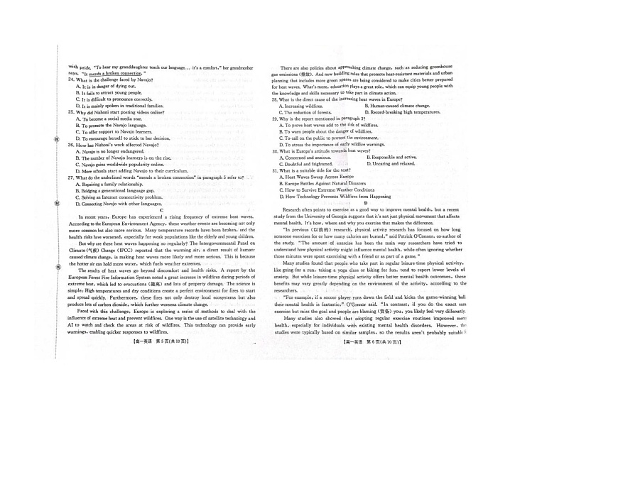 河北省邢台市卓越联盟2025-2026学年高一上学期11月期中考试英语试卷第3页