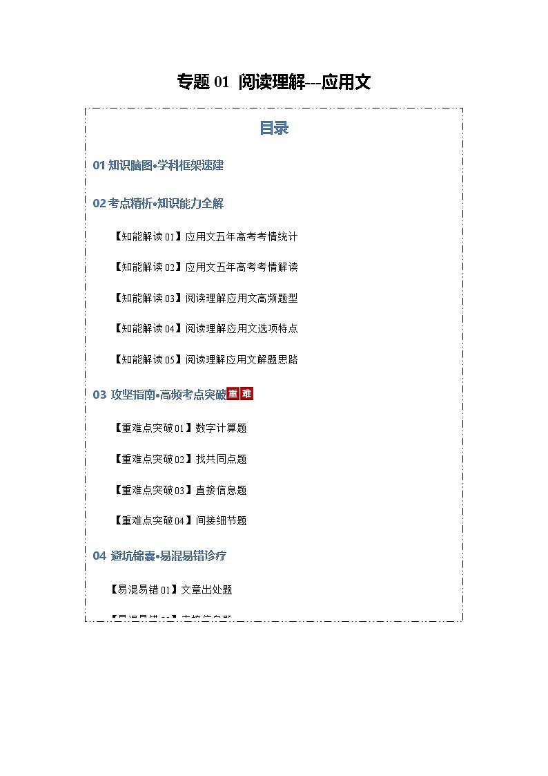 高考英语二轮专题-阅读理解---应用文（知识清单）（教师版）第1页