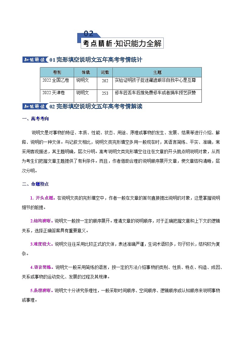 高考英语二轮专题-完形填空---说明文（知识清单）（教师版）第3页
