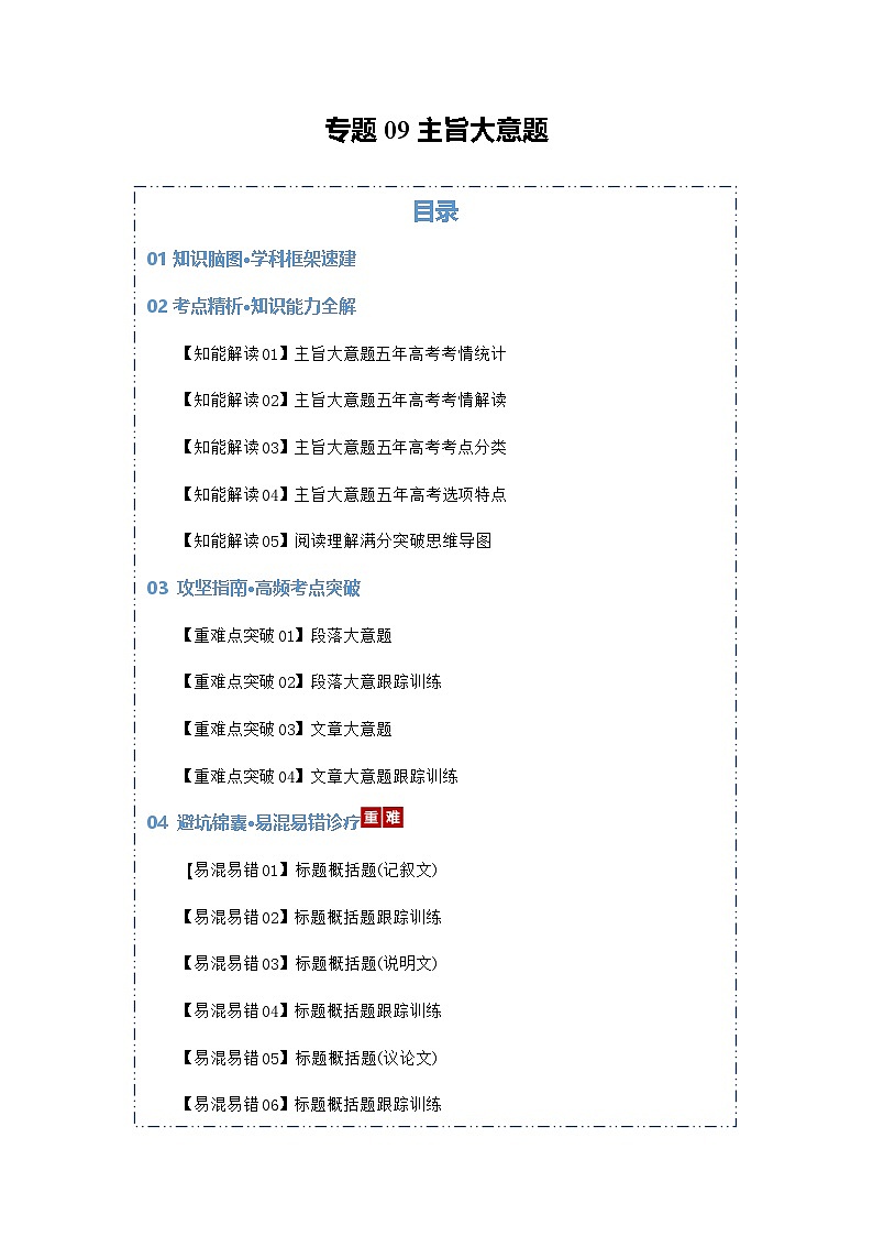 高考英语二轮专题-主旨大意题（知识清单）（学生版）第1页