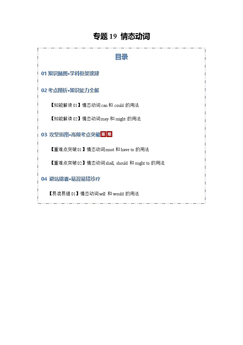 高考英语二轮专题-情态动词（知识清单）（教师版）第1页