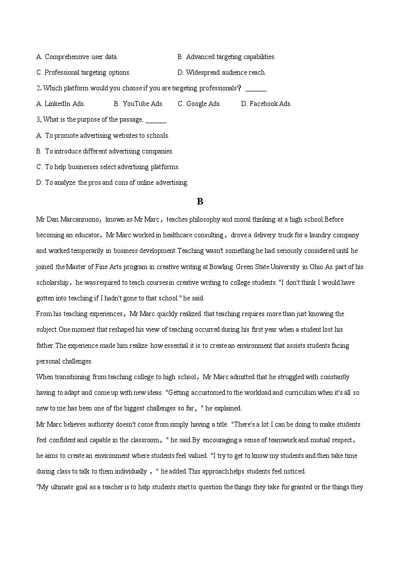 2025-2026学年四川省成都市列五中学高二（上）期中英语试卷-自定义类型第2页